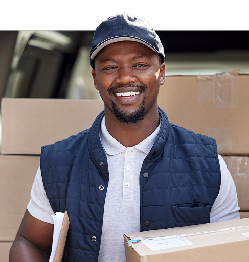 Smiling guy doing deliveries